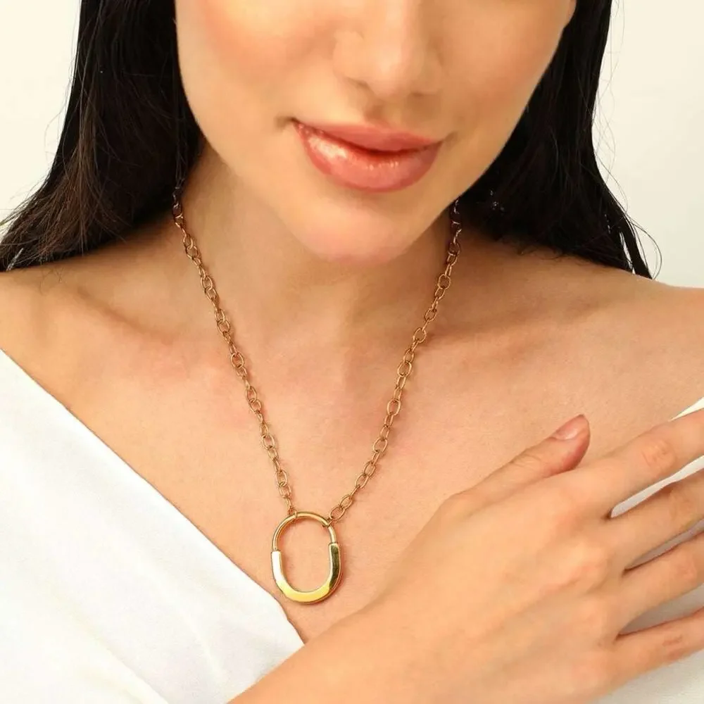 18K Gold Plated Equestrian Link Necklace